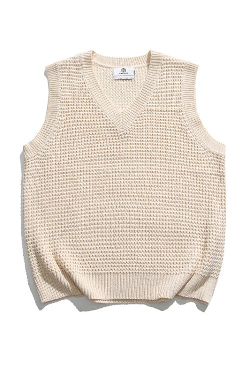 Men's Solid V Neck Knit Vest Sweater
