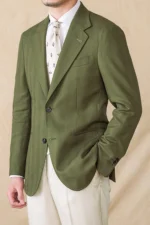 Men's Tencel Linen Cotton Blazer Lightweight Summer Suit