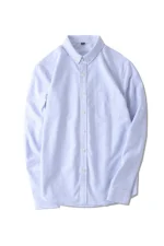 Men's Oxford Stripe Shirt Cotton Slim Fit Long Sleeve