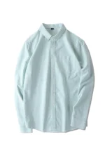 Men's Oxford Stripe Shirt Cotton Slim Fit Long Sleeve
