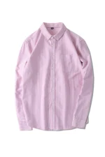 Men's Oxford Stripe Shirt Cotton Slim Fit Long Sleeve