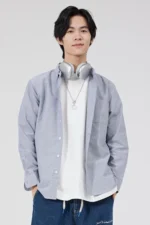 Men's Cotton Oxford Shirt Jacket Casual Long Sleeve