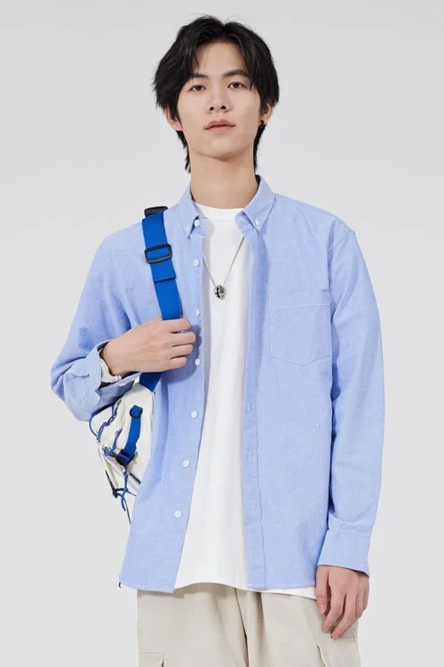 Men's Japanese Oxford Shirt Cotton Casual Long Sleeve