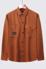 Men's Solid Shirt Jacket Double Pocket Casual Style