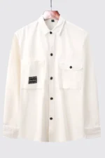 Men's Solid Shirt Jacket Double Pocket Casual Style