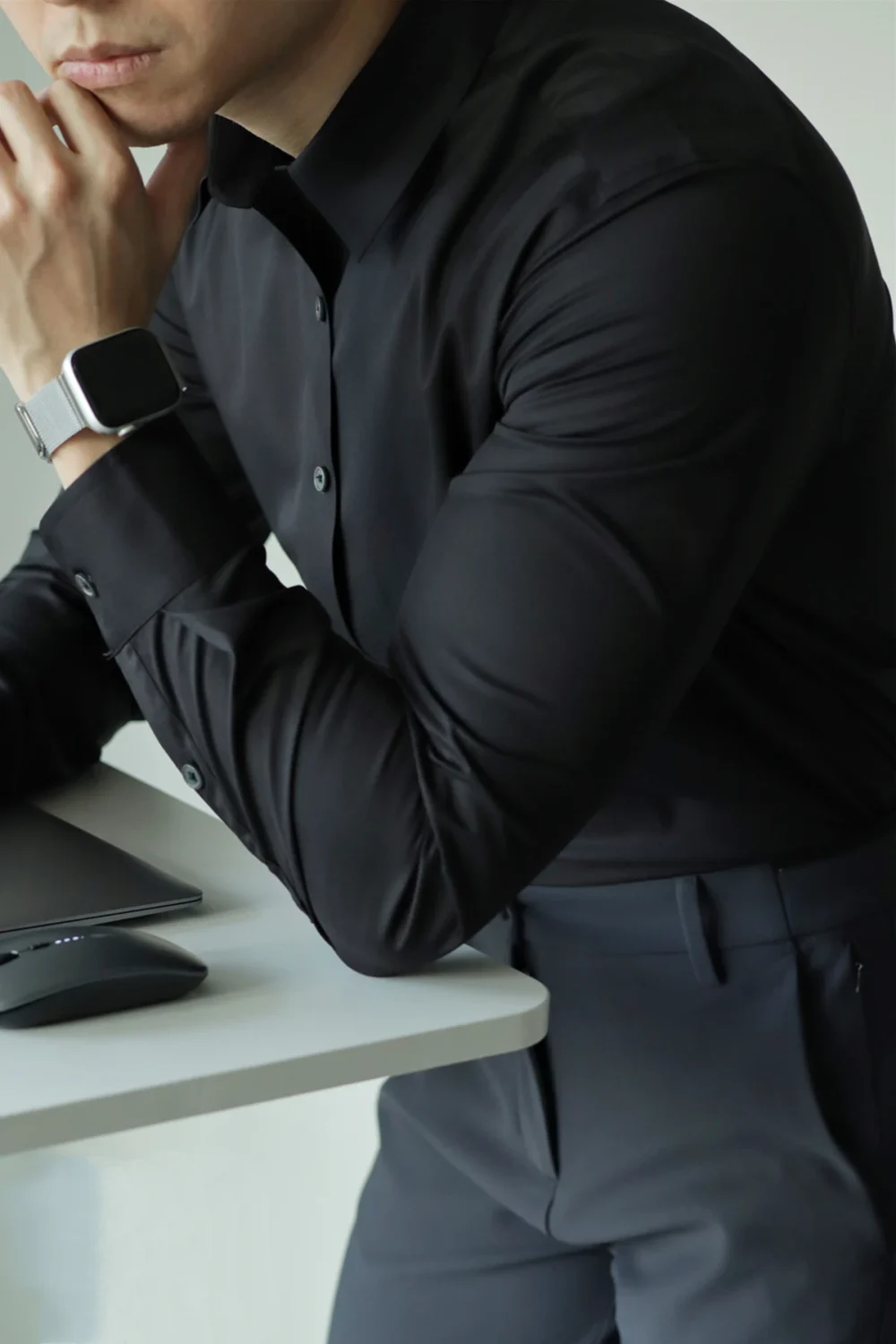 Men's Bamboo Shirt Wrinkle-Free Water Oil Stain Resistant