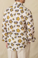 Men's Floral Draped Beach Smart Style Lyocell Linen Shirt