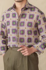 Men's Lyocell Linen Blend Draped Beach Fit Floral Shirt