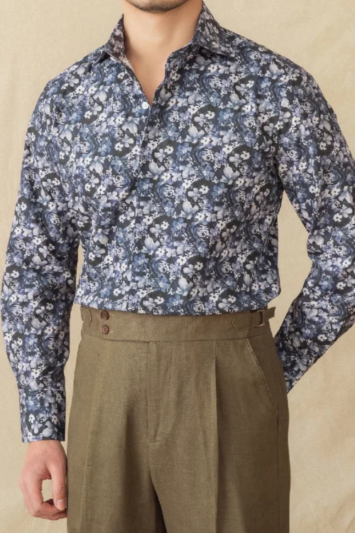 Men's Summer Retro Smart Vacation Fit Cotton Floral Shirt