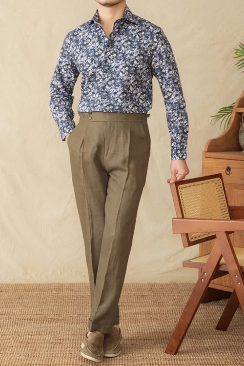 Men's Summer Retro Smart Vacation Fit Cotton Floral Shirt