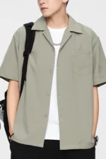 Men's Solid Color Turn-Down Collar Shirt Summer Casual Look