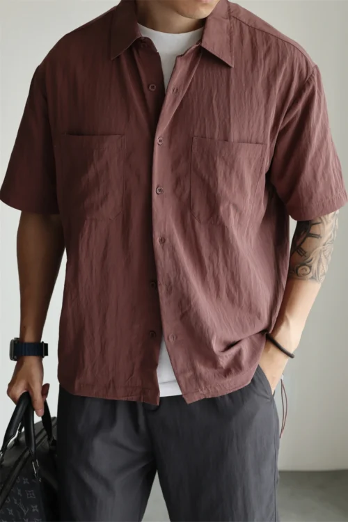 Men's Quick Dry Texture Drape Breathable Short Sleeve Shirt