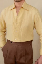 Men's Italian Linen One Piece Collar Button Up Shirt