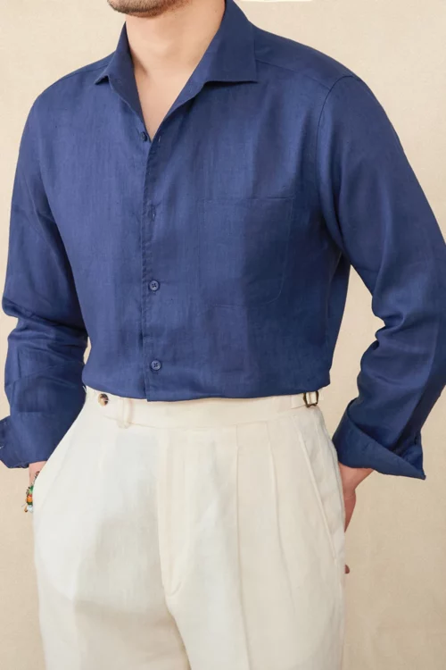 Men's Casual Linen Breathable Slim Fit Button Down Shirt