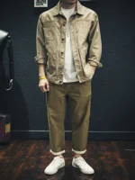 Men's Casual Cargo Loose Long Sleeve Shirt