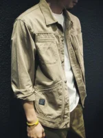 Men's Casual Cargo Loose Long Sleeve Shirt