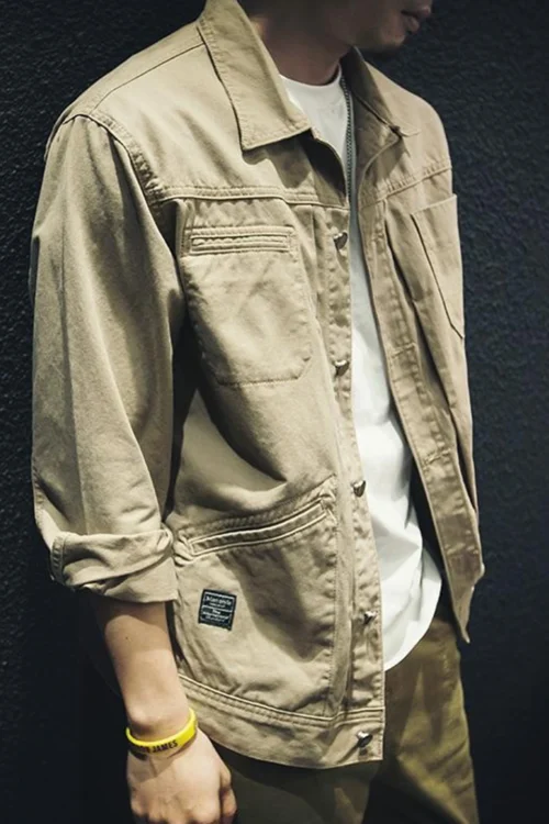 Home 11 Men's Casual Cargo Loose Long Sleeve Shirt