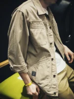 Men's Casual Cargo Loose Long Sleeve Shirt