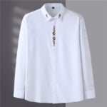 Men's Casual Embroidered Lapel Long Sleeve Shirt