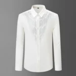 Men's British Style Floral Long Sleeve Rhinestone Shirt