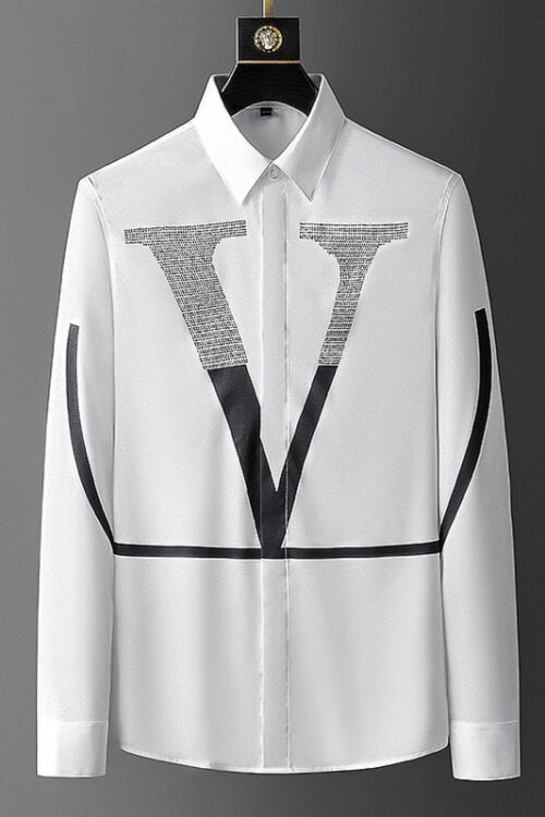 Men's Nightclub Big V Easy Care Rhinestone Shirt