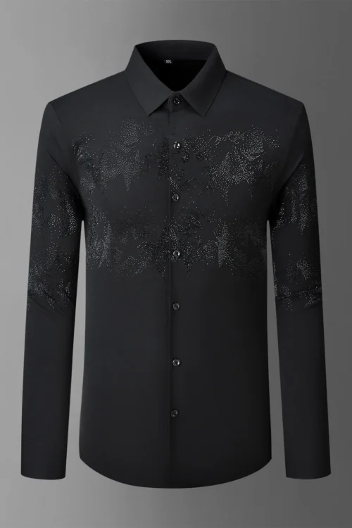 Men's Stars Slim Fit Easy Care Rhinestone Shirt
