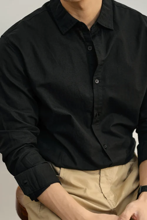 Men's Versatile Cotton-Linen Long Sleeve Shirt