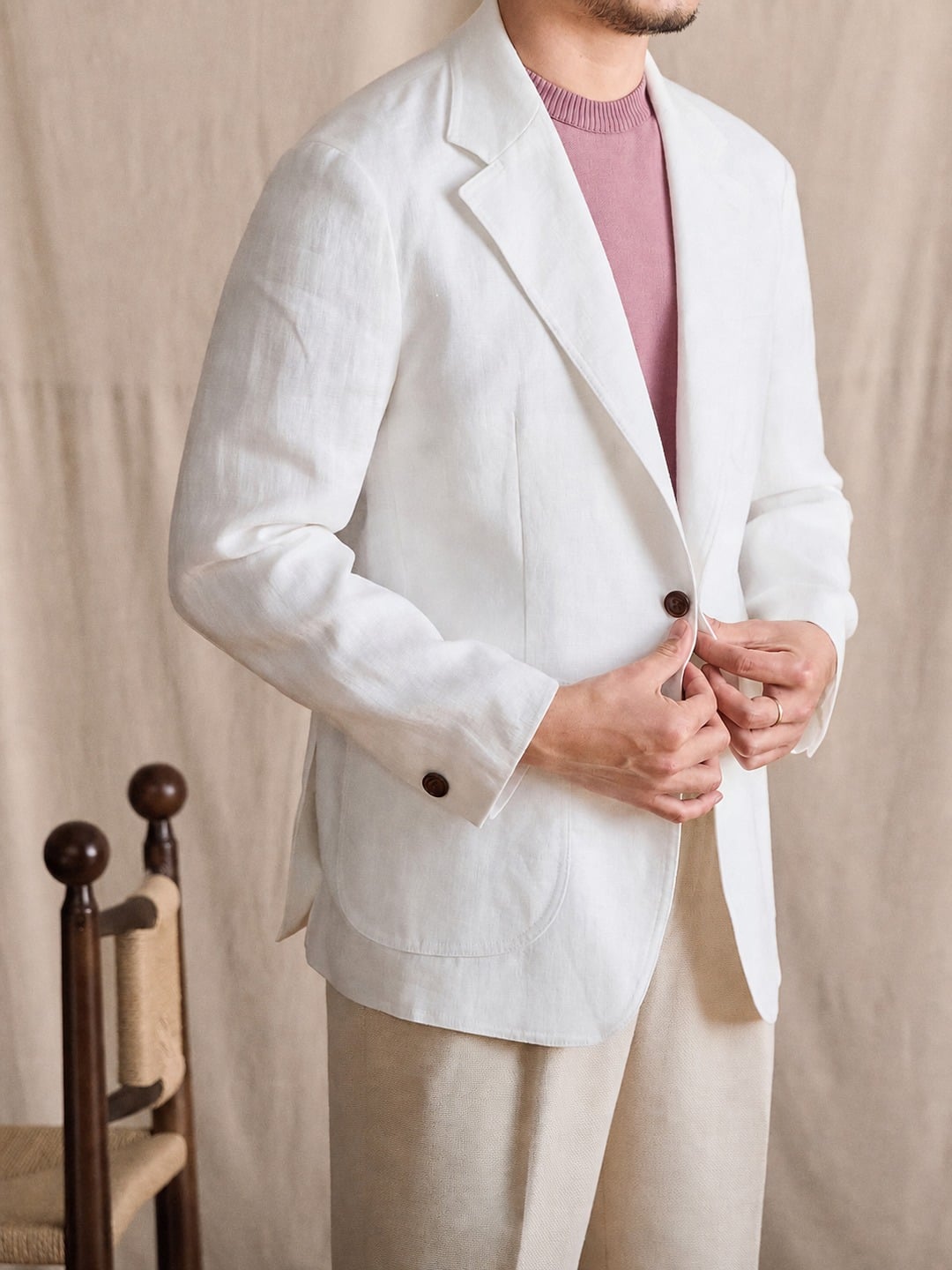 Men's 100% Linen Summer Blazer Lightweight Jacket 4 White men's 100% linen summer blazer