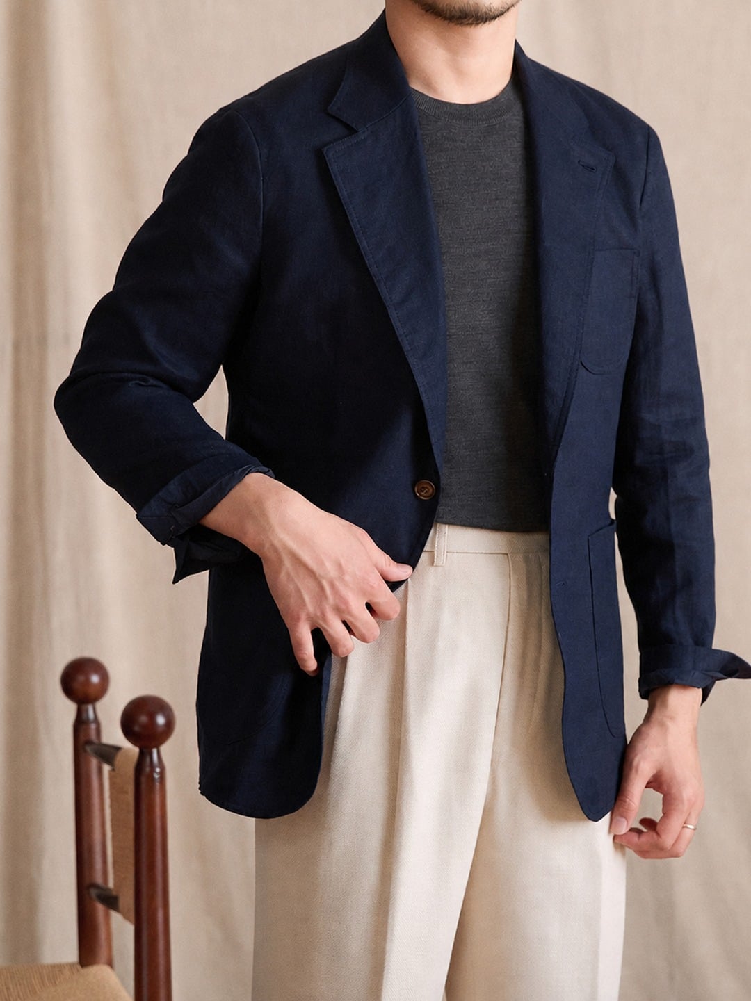 Men's 100% Linen Summer Blazer Lightweight Jacket 5 Navy men's 100% linen lightweight blazer