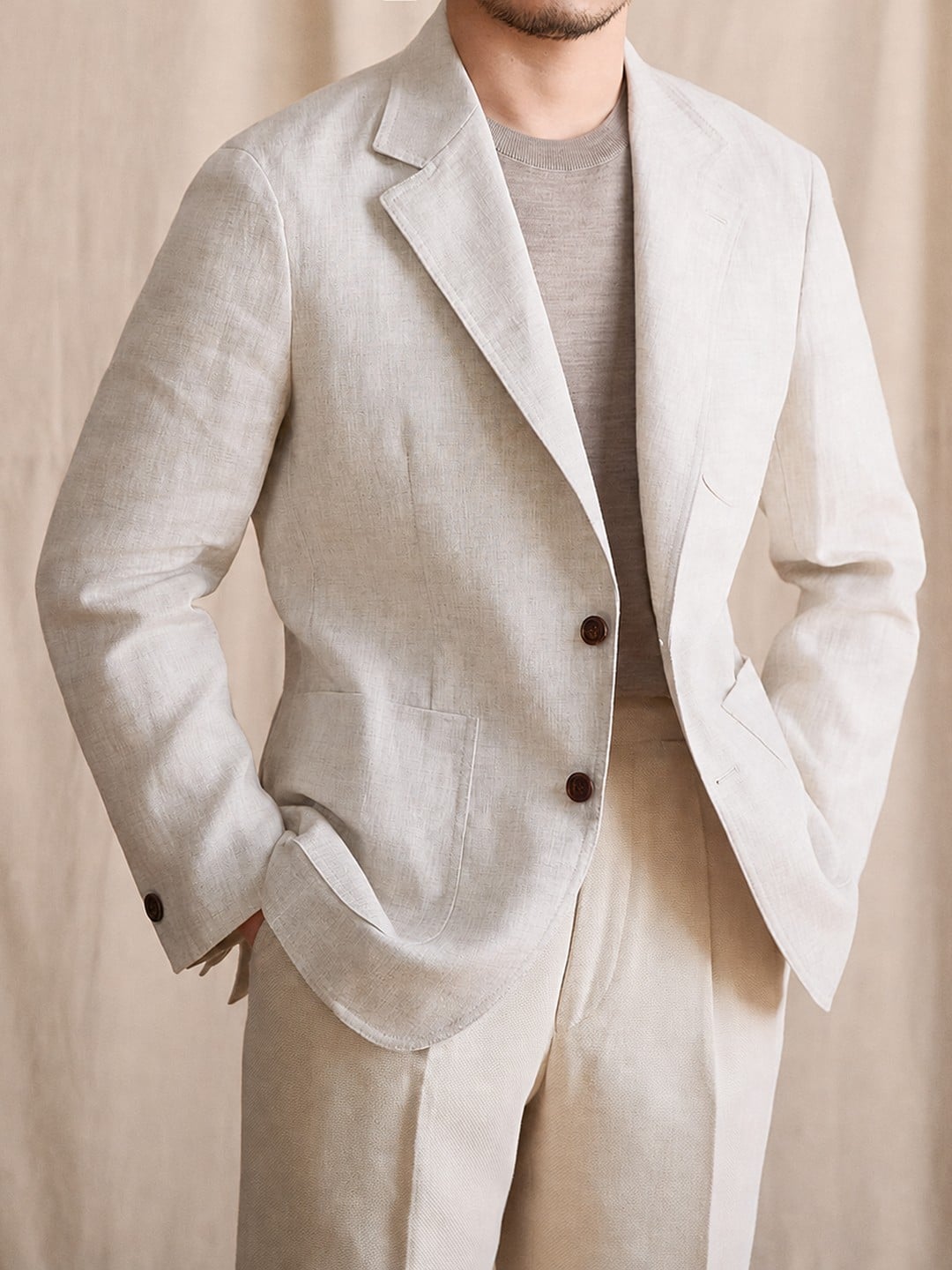 Men's 100% Linen Summer Blazer Lightweight Jacket 3 Natural linen men's lightweight summer blazer