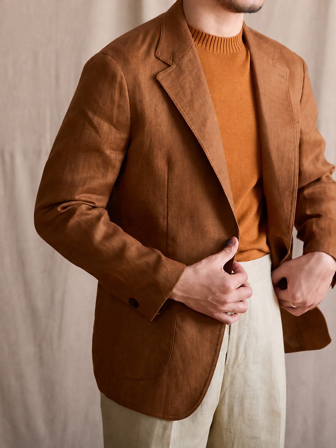 Men's 100% Linen Summer Blazer Lightweight Jacket 6 Caramel men's 100% linen lightweight summer blazer
