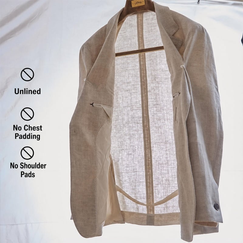Men's 100% Linen Summer Blazer Lightweight Jacket 8 Navy linen blazer with relaxed rolled-sleeve styling