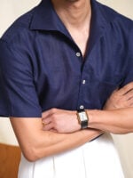 Men's 100% Linen Italian One-Piece Collar Short Sleeve Shirt